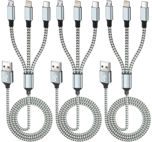 Multi Charging Cable(3Pack 4FT), 3 in 1 Charging Cable for Multiple Devices