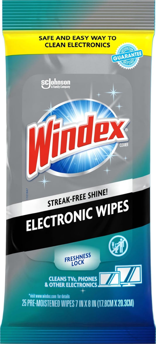 Windex Electronic Cleaning Wipes, Anti-Static & Ammonia-Free, 25 Count