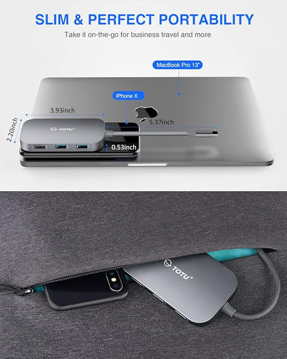 USB C Hub, 9-in-1 Type C Hub with Ethernet Port, 4K USB C to HDMI, 2 USB 3.0 Ports,1 USB 2.0 Port, USB-C Power Delivery, Portable for Mac Pro and Other Type C Laptops