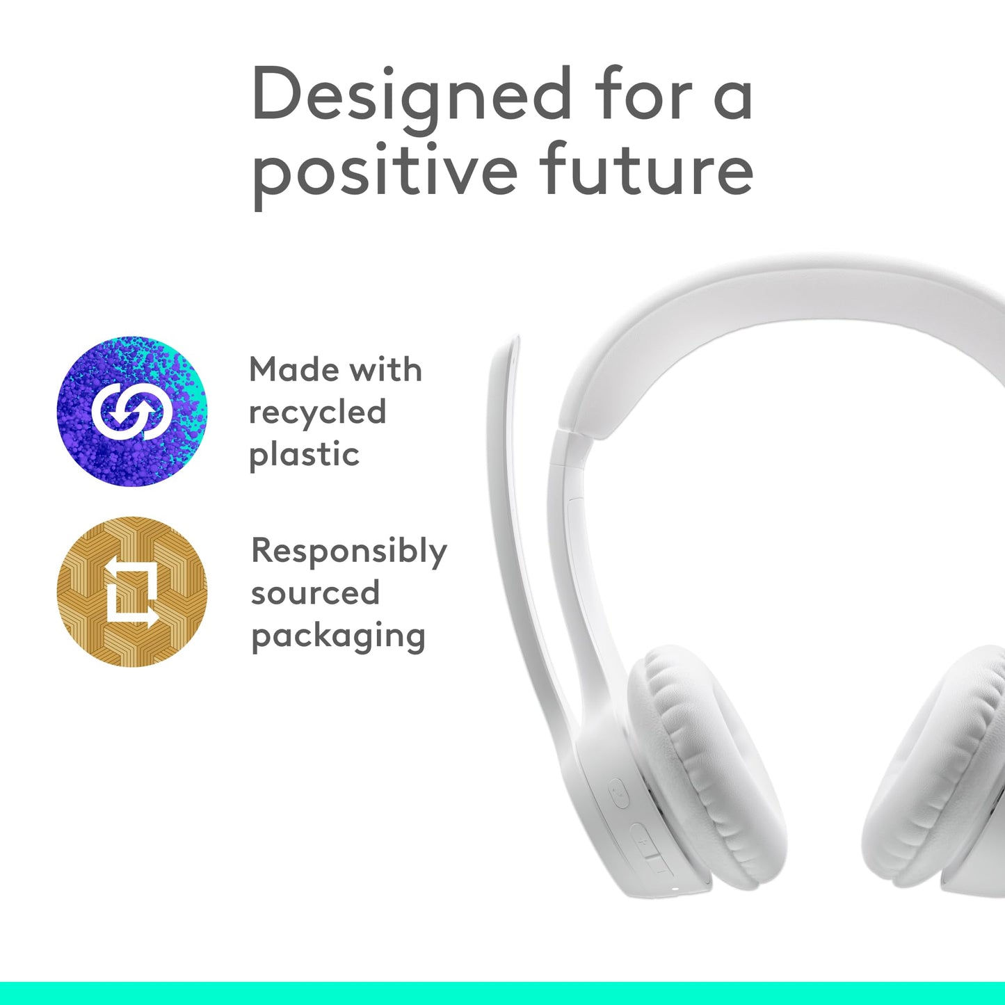 Logitech Zone 300 Wireless Bluetooth Headset Noise Canceling - Off-White