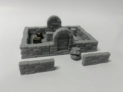 Miniature RPG Modular Tile System 18mm or 28mm DND Terrain Building Accessories for Tabletop Role Playing Scenes, Paintable (Standard Edition (6 Tiles with 12 Accessories))
