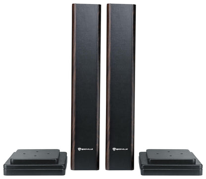 Rockville RHT28D Pair 28" Bookshelf Home Theater Speaker Stands, Dark Wood