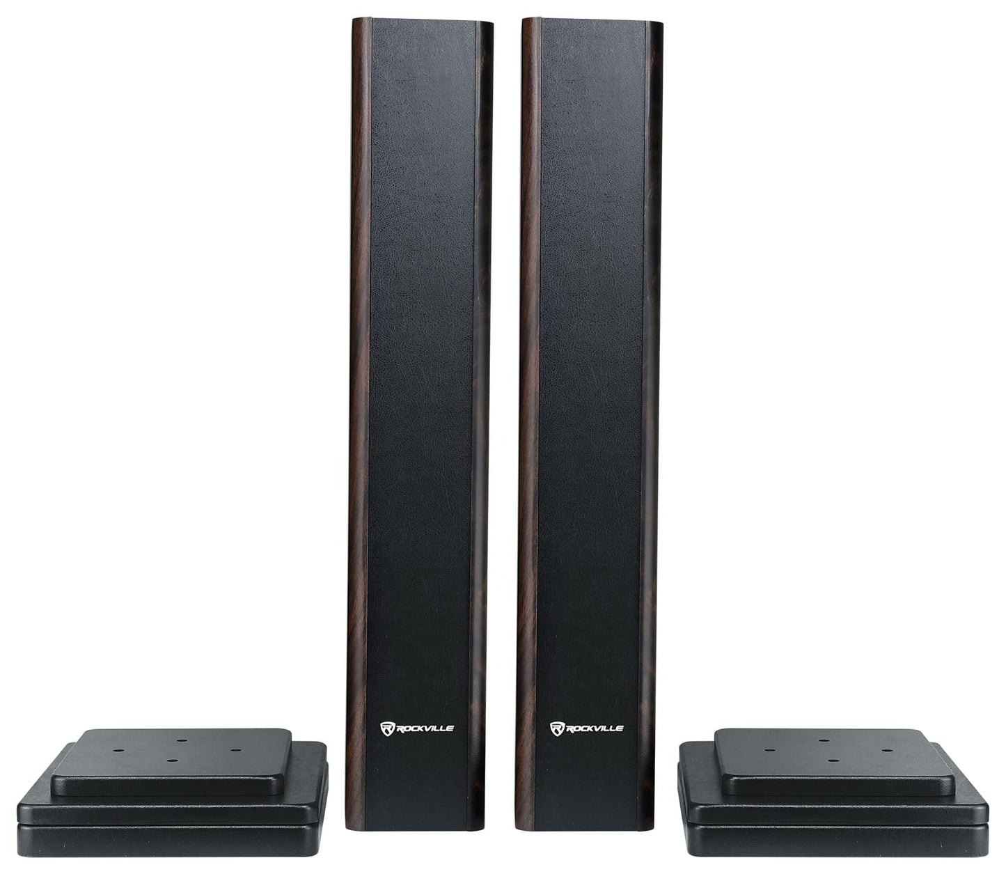 Rockville RHT28D Pair 28" Bookshelf Home Theater Speaker Stands, Dark Wood