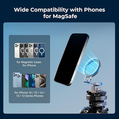 SMALLRIG Metal Phone Mount with Baseplate for Arca-Standard, Compatible for DJI RS 4 Mini, Smartphone Support with Cold Shoe Mount, Phone Tripod Mount for iPhone 16 15 14 etc. - 5339