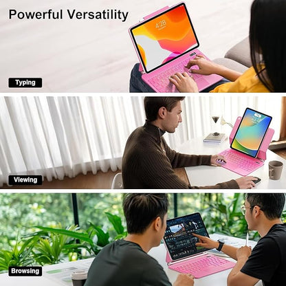 for iPad 9th Generation Case with Keyboard,Magic Style Keyboard Case for iPad 9th/8th/7th Gen 10.2 inch - Floating Cantilever Magnetic (Pink)