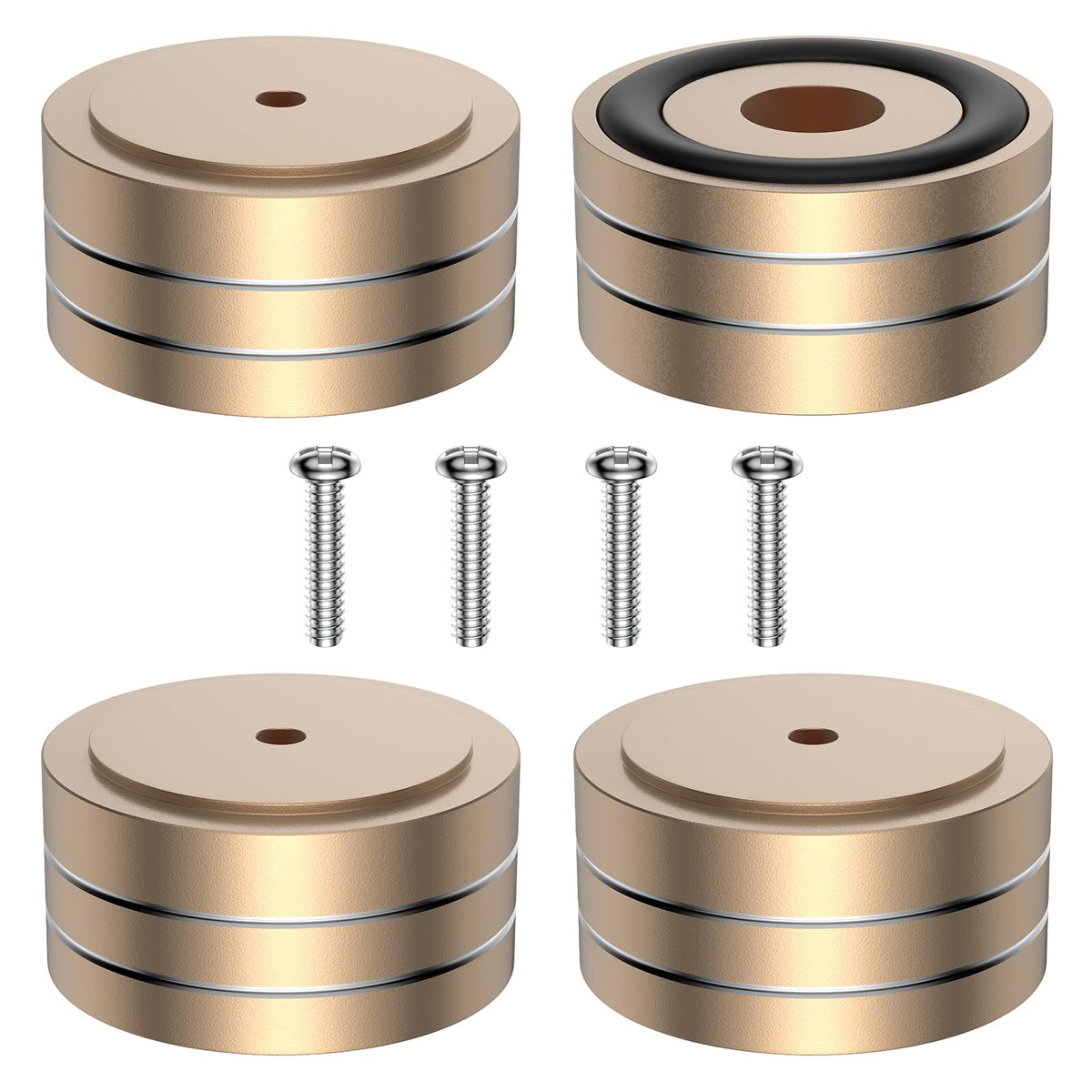 Tertullus 4 Pcs Speaker Feet Aluminum HiFi Turntable Feet Isolation Feet Aluminum Stand Speakers Spikes Audio Pads 58x22mm for HiFi Amplifier/Speaker/Turntable/Player(Gold)