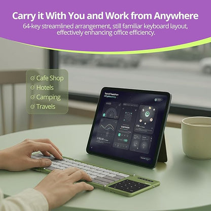 Nillkin Pocket Foldable Keyboard with Touchpad & Wireless Bluetooth, Portable Travel Keyboard for Home or Mobile Office Replaces Keypads and Mouse Combo, Compatible with iPad, Laptop, Tablet - Green