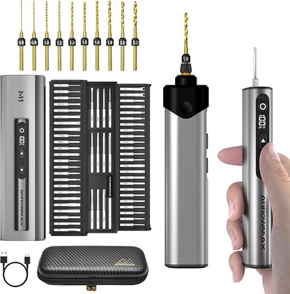 AM ARROWMAX Mini Electric Screwdriver & Drilling Adapter, 600RPM Precision Screwdriver | Mini Electric Drill 2 in 1 Tool Set, 70 Bit, 5 Torque Settings, Power Screwdriver for Phones Watch Laptops