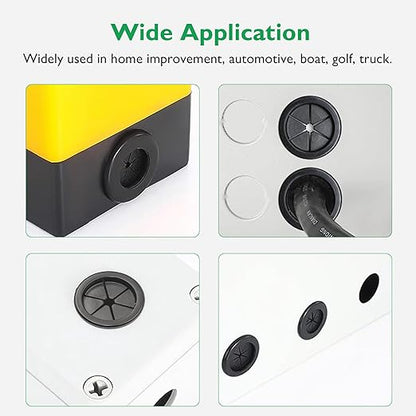 Rubber Grommets for Wiring, 5/8 Inch Drill Hole, 9/16 Inch ID, Firewall Grommets Automotive Cable Cords Hoses Protection, Double-Sided Rubber Plugs for Round Holes, 30 Pcs, 14x16 mm