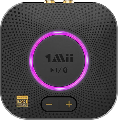 1Mii B06S+ LDAC Bluetooth 5.2 Receiver for Home Stereo Hi-Res Music Streaming, Hi-Fi Wireless Audio Adapter w/aptX HD Low Latency, Long Range Bluetooth Audio Receiver Volume Control, RCA/3.5mm Outputs