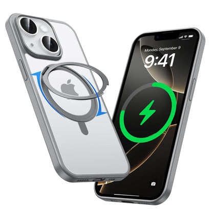 MAGIC JOHN 360° Rotatable Magnetic Invisible Stand for iPhone 14/iPhone 13 Case [Anti-Slip Grip] [Compatible with MagSafe] 16FT Shockof for iPhone 14/13 Case with Kickstand, Gray