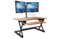 Rocelco 32" Height Adjustable Standing Desk Converter - Sit Stand Computer Workstation Riser - Dual Monitor Retractable Keyboard Tray Gas Spring Assist - Black (R EADRB2)
