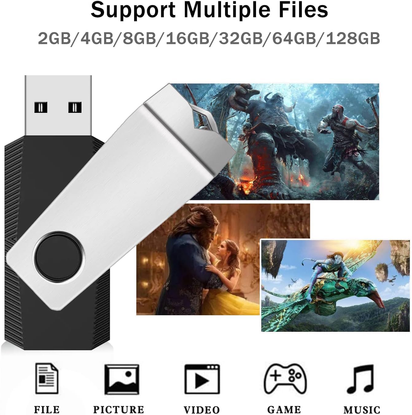 4GB Flash Drive 2 Pack, Wooolken USB 2.0 Thumb Drives Memory Stick