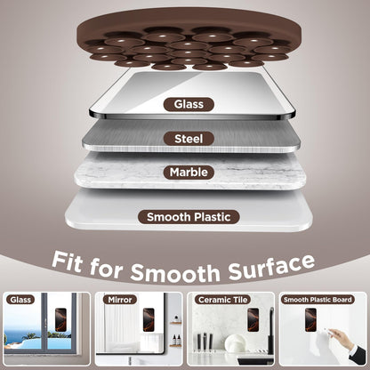 HSAOHD Magnetic Suction Cup Phone Mount with MagSafe, Silicone Hands-Free Grip Holder for iPhone Case and Android, Mirror Shower Phone Stand for Makeup FaceTime Gym Kitchen Bathroom, Chocolate