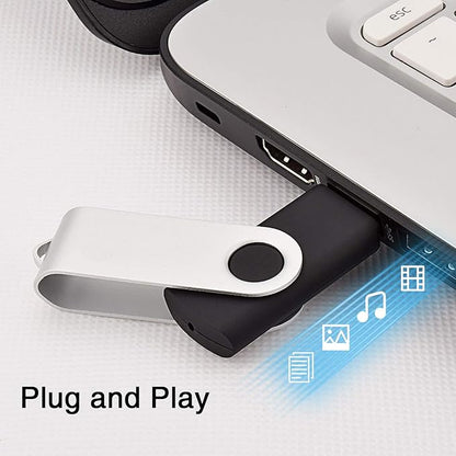 Wholesale Bulk 2GB USB Flash Drives 50 Pack, KOOTION Thumb Drive Flash Drives Swivel Memory Stick 2G USB Stick, Black 50 Pcs