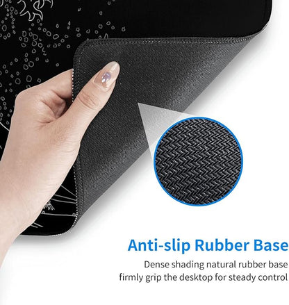 Japanese Sea Wave Large Mouse Pad, Anime Black Gaming, Extended Kanagawa Mat Desk Pad, 3mm Thick Long Non-Slip Rubber Base Mice Pad, 31.5 X 11.8 Inch
