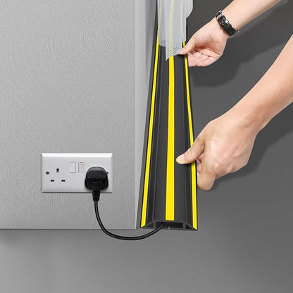 4 ft Cord Covers for Wires on Floor, Heavy Duty PVC Duct Floor Cord Cover, Floor Cable Cover Easy to Unroll Prevent Trip Hazard for Home Office or Outdoor Settings