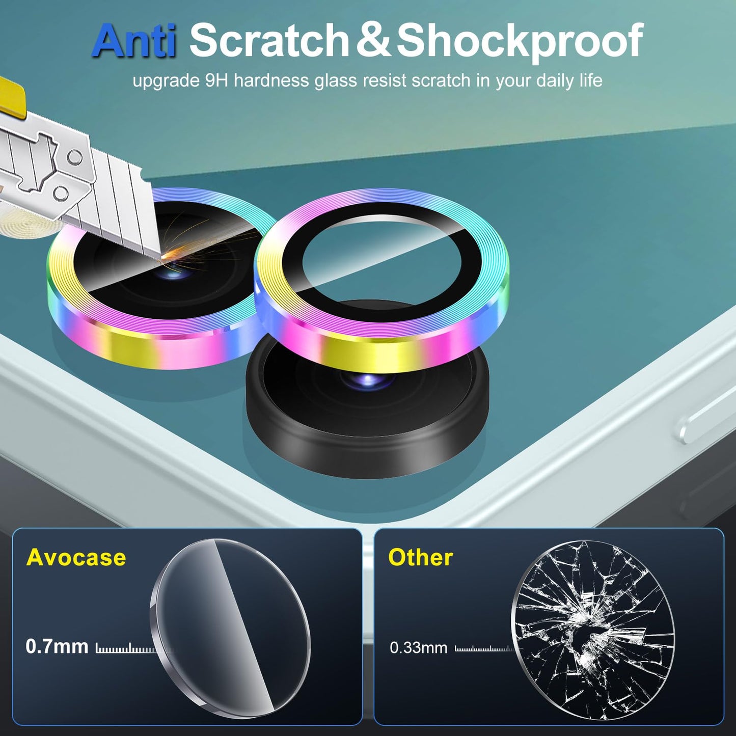 Avocase for Samsung Galaxy Z Flip 7 Camera Lens Protector, Individual Metal Ring Tempered Glass Lens Cover, [Strong Adsorption] Scratch Resistant Ultra-Thin HD Clear Lens Cover, 1 Set-Colorful