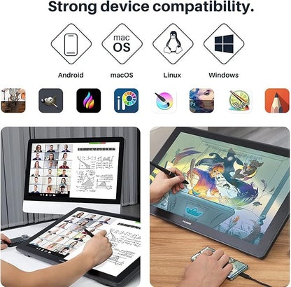 HUION Kamvas 24 QHD Drawing Tablet with Screen, 2.5K Graphics Art Tablet, 23.8inch Drawing Monitor USB-C Connection for Artist, Work with Mac, Windows, Linux, Android