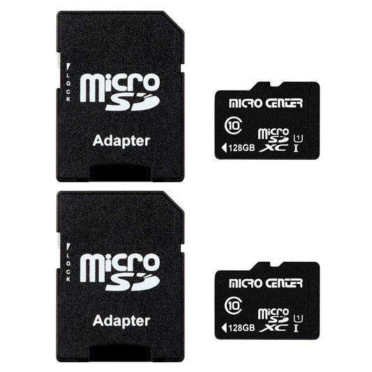 INLAND Micro Center 128GB Class 10 MicroSDXC Flash Memory Card with Adapter for Mobile Device Storage Phone, Tablet, Drone & Full HD Video Recording - 80MB/s UHS-I, C10, U1 (2 Pack)