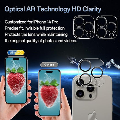 Screen Protector for iPhone 14 Pro [6.1 Inch],2 pcs Colorless Anti-Blue Light Tempered Glass Films, HD Clear, 9H Hardness, No Bubbles, Case Friendly with 2 pcs Camera Lens Protector