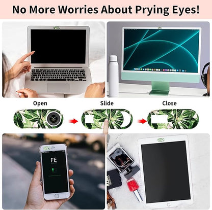 Laptop Camera Cover Slide Cute, Ultra Thin Webcam Cover for iPhone iPad MacBook Pro Computer iMac Cell Phone PC Accessories, Camera Blocker Slider, Great for Privacy - Flowers (3 Small+3 Large)