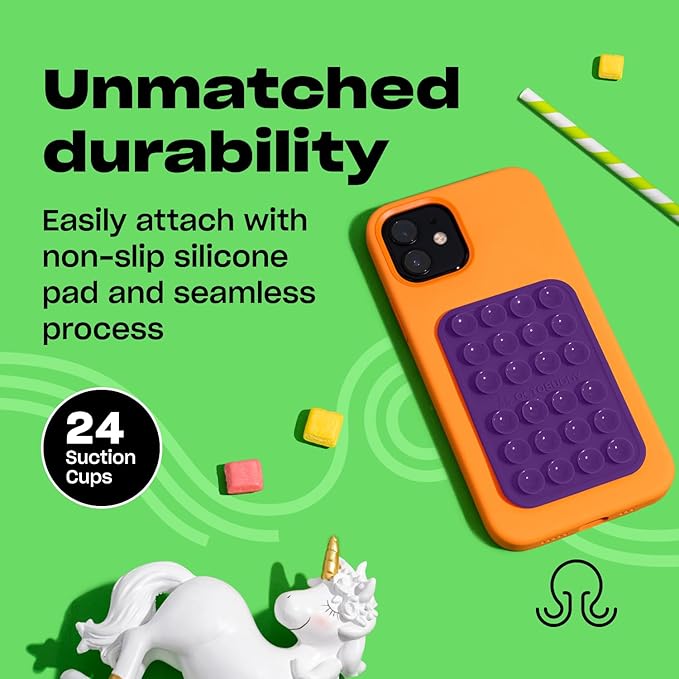 Classic - Silicone Suction Phone Case Adhesive Mount - Hands-Free, Strong Grip Holder for Selfies & Videos - iPhone & Android Compatible - 2.25″ x 3.25″, Wisteria