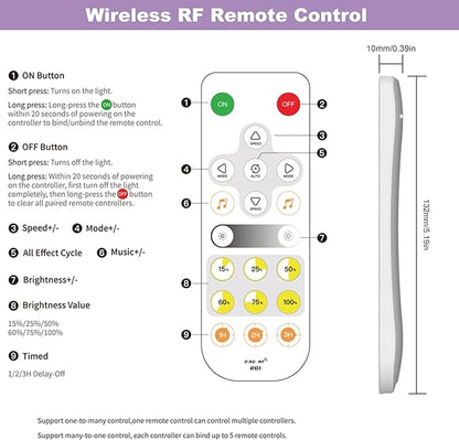 MIWISE LED Dimmer,Smart WiFi+Bluetooth Dimmable Controller with RF Remote,Work with Alexa/Google,Two Ports 5V/12V/24V for 3528/2835/5050/SMD COB Single Color LED Strip Lights,Timer/Memory Function
