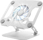SHUWEI Laptop Cooling Stand with 3 Speed Fan, Adjustable Height & Angle, Carbon Steel Framework, Ultra-Quiet & Super Sturdy for up to 16”Laptop - Silver