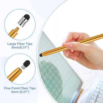 PATIKIL 5 Pcs Stylus Pens for Touch Screens, 2 in 1 High Sensitivity Universal Pen Capacitive Stylus for Phone Tablets Laptop Touch Screen Devices, Gold