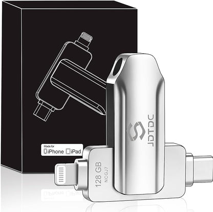 JSL JDTDC MFi Certified 128GB iPhone-16-Photo-Stick USB C & Lightning Flash Drive for iPhone 16/15/14/13/12 Thumb-Drive-for-iPad-Memory External-Storage-Android-Photo-Backup iPhone-Photo-Tansfer-Stick