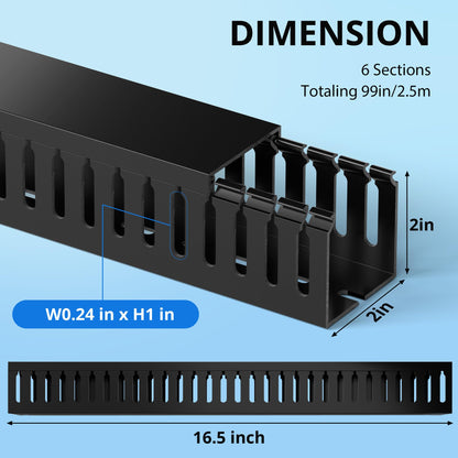 2" H x 2" W Cable Raceway, 99in Under Desk Wire Management Channel, Black