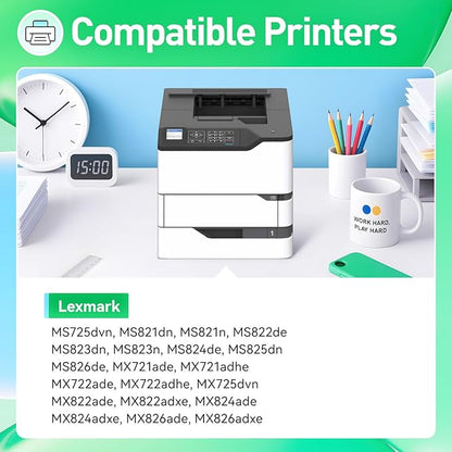 58D1X00 Toner Cartridge with Chip 1-Pack Black Extra High Yield Compatible Replacement for Lexmark MS725 MS821 MS822 MS823 MS824 MS825 MS826 MX721 MX722 MX725 MX822 MX824 MX826 Laser Printer Ink dn