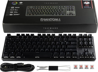 TECWARE Phantom+ 87 Key Mechanical Gaming Keyboard, RGB led, TKL 75% Keyboard, Thocky Sounding, Wraith Red Switch