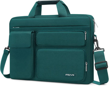 MOSISO Laptop Shoulder Bag, Computer Bag with 2 Raised&1 Flapover&1 Horizontal Pocket&Handle&Belt