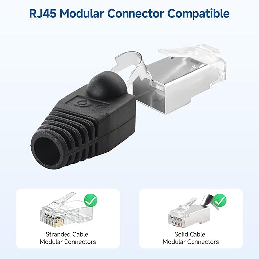 Cable Matters 200-Pack Cat6 / Cat5e RJ45 Strain Relief Boots, RJ45 Boot, Cat 6 Boot, Cat6 Ethernet Boots, Black, Suitable for 6.5mm (0.25in) Ethernet Cables