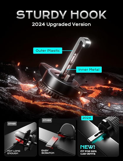 CHGeek Wireless Car Charger, 15W Fast Charging Car Phone Holder Charger Auto-Clamping Air Vent Car Phone Mount with Blue LED Backlit for iPhone 16 15 14 13 12, Samsung S24 S23 S22, etc