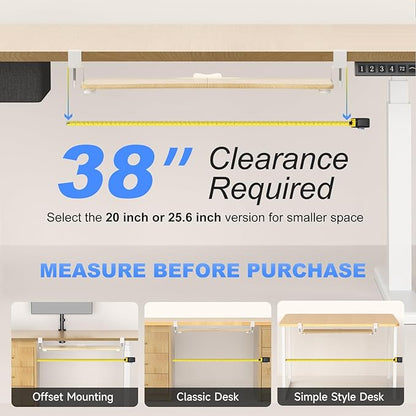suptek Large Keyboard Tray Under Desk Pull Out with C Clamp Mount, Keyboard & Mouse Tray, 34 (38 Including Clamps) x 11.8 inch Slide-Out Platform Computer Drawer for Typing, Light Wood, DSF1LQM
