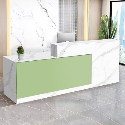 Reception Desk with Counter Modern Checkout Counter with Lockable Drawer Keyboard Tray Receptionist Desk for Office Salon Reception Table Q Left 51inch/130cm