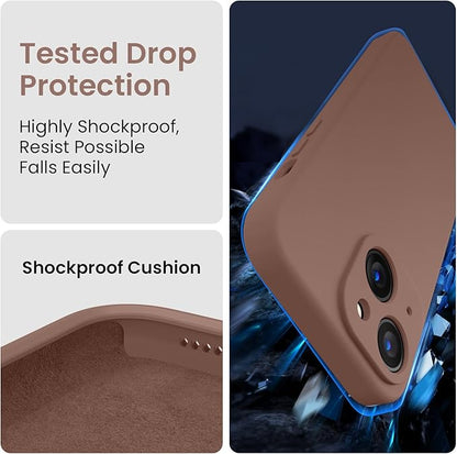 FireNova Designed for iPhone 15 Plus Case, Silicone [Camera Protection] Case with [2 Screen Protectors], Soft Anti-Scratch Microfiber Lining Inside, 6.7 inch, Light Brown