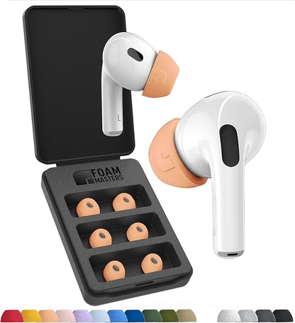 Foam Masters Ultra-Premium Memory Foam Ear Tips for AirPods Pro 1st & 2nd Gen | 3 Pairs | Black Magic Ver 6.0 | Secure | Comfort | Better Noise Cancel | Replacement Buds – Peach, Medium