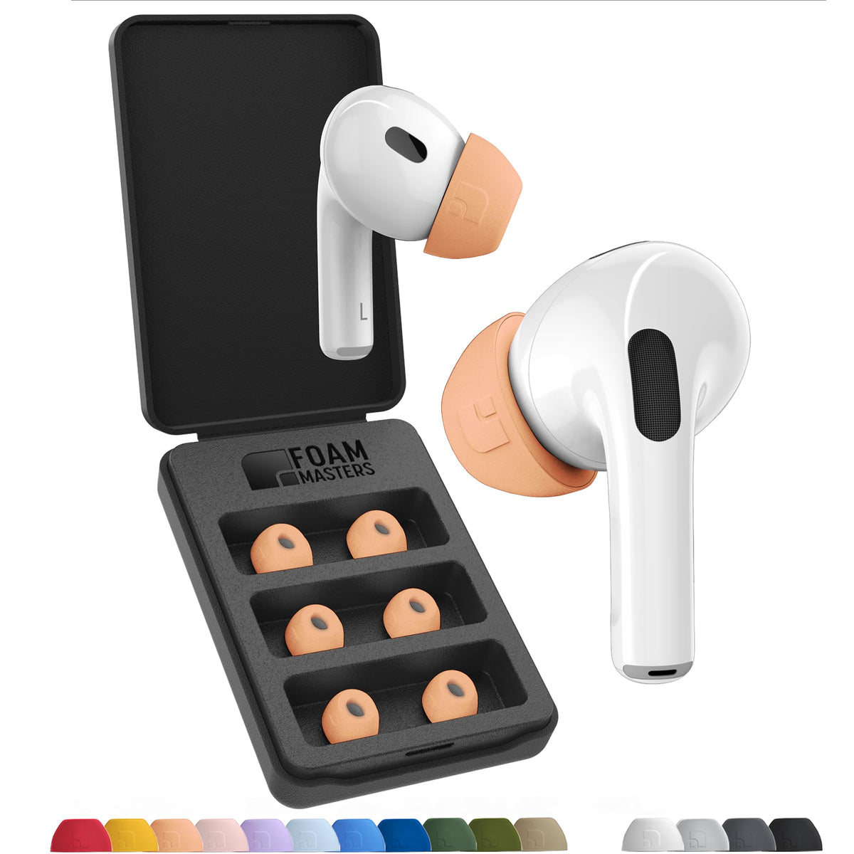 Foam Masters Ultra-Premium Memory Foam Ear Tips for AirPods Pro 1st & 2nd Gen | 3 Pairs | New Ver. | Secure Fit | Super Comfort | Better Noise Cancel | Replacement Buds (Small, Blue)