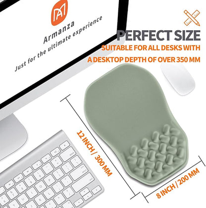 Ergonomic Slope Mouse Pad Wrist Support, Wrist Rest Mousepad for Carpal Tunnel Pain Relief with Massage Bulge and Slow Rebound Memory Foam (12x8 inch, Light Green)