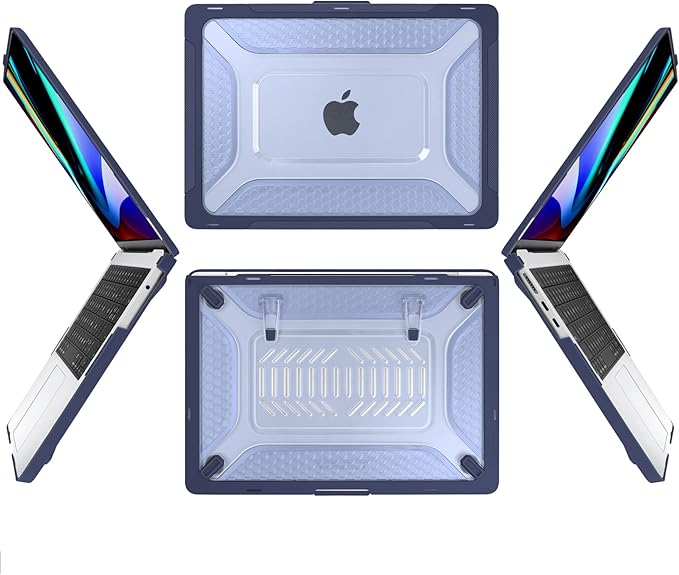 Batianda Case for New MacBook Air 13.6 inch 2025 M4 2024 2022 Release A3240 A3113 A2681 Model,Honeycomb Heavy Duty Protective Hard Shell with TPU Bumper Fold Kickstand & Keyboard Cover, Navy Blue
