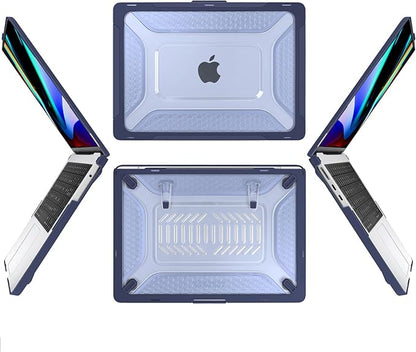 Batianda Case for New MacBook Air 13.6 inch 2025 M4 2024 2022 Release A3240 A3113 A2681 Model,Honeycomb Heavy Duty Protective Hard Shell with TPU Bumper Fold Kickstand & Keyboard Cover, Navy Blue