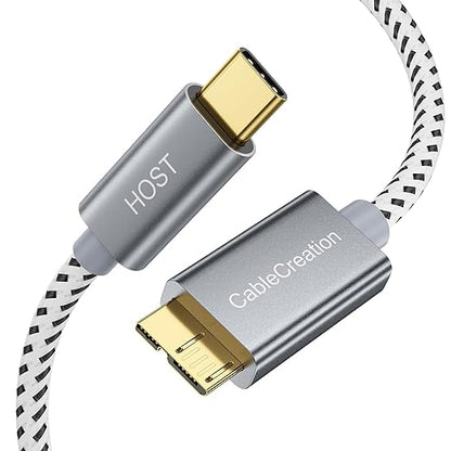 CableCreation 3.3ft*2 USB C to Micro B Cable,10Gbps Speed External Hard Drive Braided,USB 3.1 Type C to Micro B Work for iPhone 15 Series,Seagate WD Westgate My Passport,MacBook Pro,iPad/Tablet,Grey