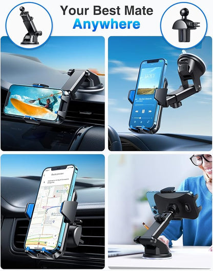 VANMASS Universal Car Phone Mount,【Patent & Safety Certs】 Upgraded Handsfree Stand, Phone Holder for Car Dashboard Windshield Vent, Compatible iPhone 13 12 11 Pro Max Xs XR X 8, Galaxy (Blue)