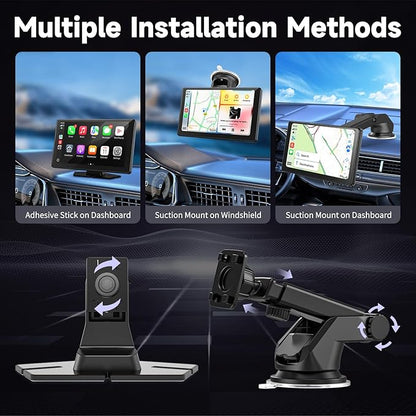 Carplay Screen for Car, 9" Android Auto Screen Compatible with A-pple Carplay, Portable Wireless Car Stereo Audio Receivers with Backup Camera, MirrorLink, Siri, BT, AUX, Navigation for All Vehicles