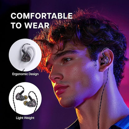 Linsoul ZiiGaat x Fresh Reviews Arete in Ear Monitor, 1DD+4BA Hybrid Earphone IEM, Wired Gaming Earbuds, Studio Monitor Tunning, with Detachable IEM Cable for Musician Audiophile(Black)