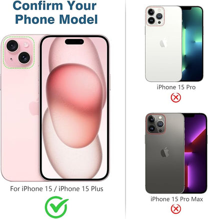 AGVEE 3+3 6 Pack for iPhone 15 6.1" / 15 Plus 6.7" Camera Lens Cover Protector, Metal Ring 9H Tempered HD Glass Camera Cover Protector Film, Silver